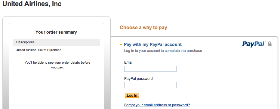 paypal checkout page