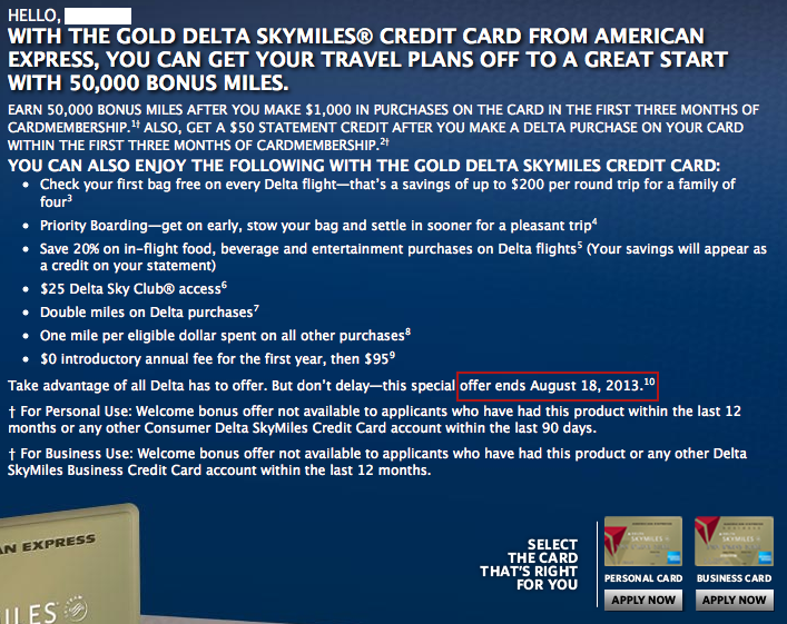 Delta Gold Amex 50000 miles